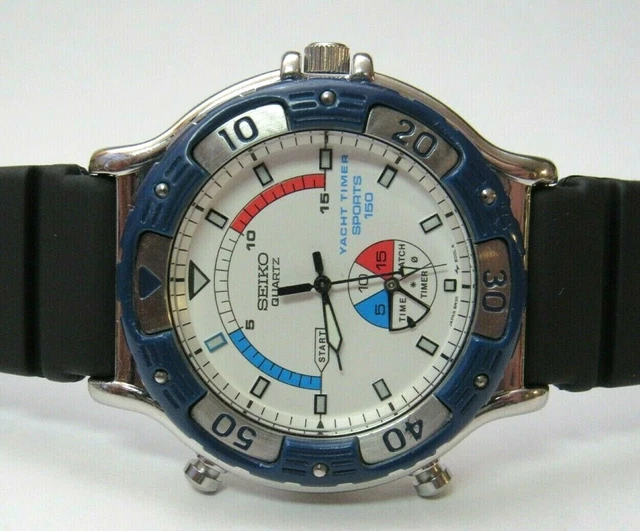 SEIKO 8M35-8009 YACHT Timer Sports 150 Regatta Watch Runs New Battery &  Strap EUR 276,12 - PicClick FR