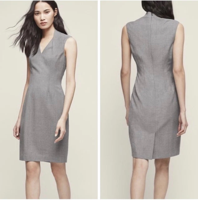 Reiss Austin V-Neck Gray Work Dress Size 10 Women’s Careerwear