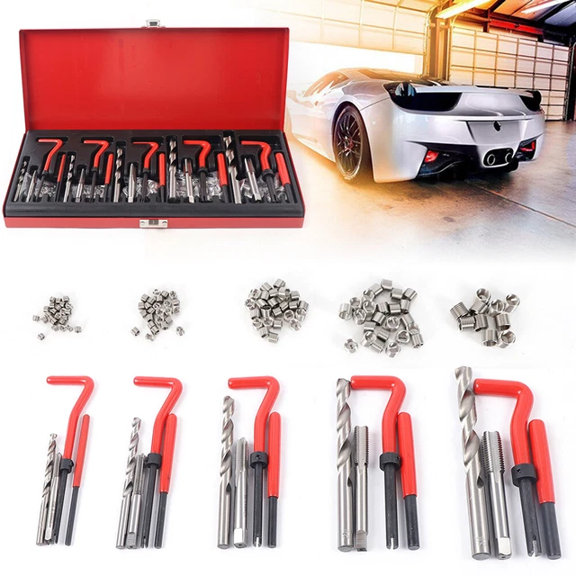 131 pz. Set strumenti riparazione filettatura trapano elicottero auto M5 M6 M8 M10 M12!