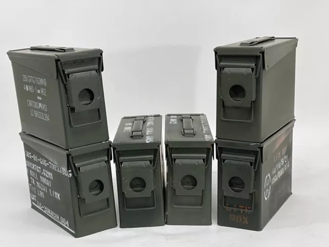 30 Cal Metal Ammo Can – Military Steel Box Ammo Storage - Used - 6 Pack