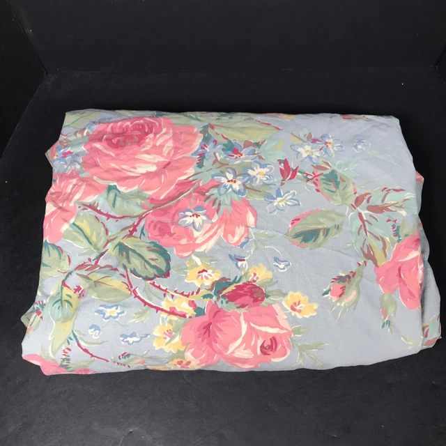 Rara Hoja Ajustada De Colección Ralph Lauren Jardín Raller 1 Reina Rosa Flor Azul