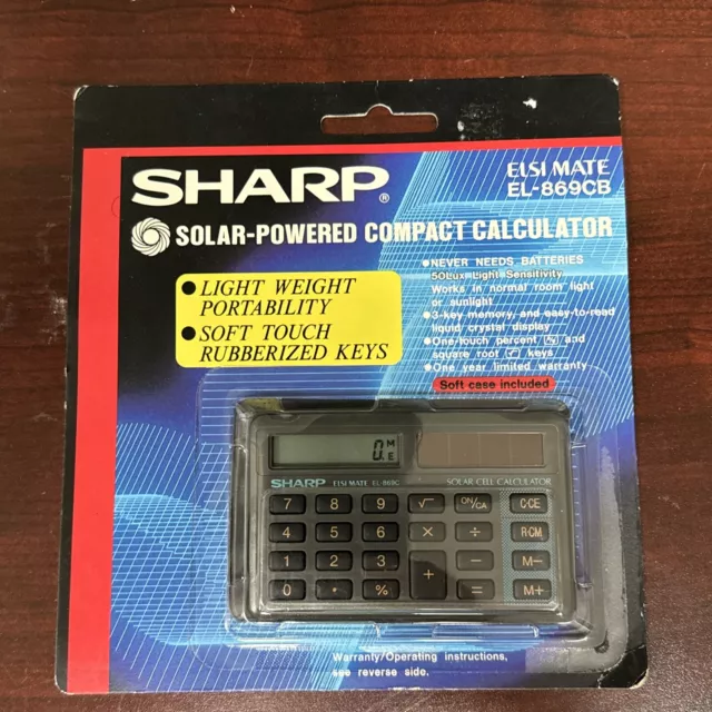 Sharp Solar-Powered Calculator Vintage EL869CB BRAND NEW SEALED