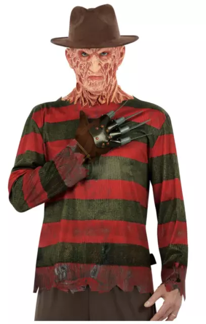 Official Nightmare On Elm Street Freddy Krueger Top Claw Glove & Hat Costume