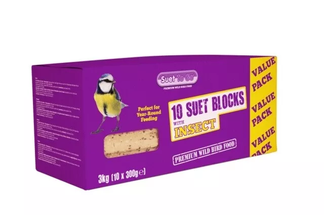 Suet to Go Insect Cake Blocks For Wild Birds Pack Of 10 *FREE NEXT DAY DELIVERY*