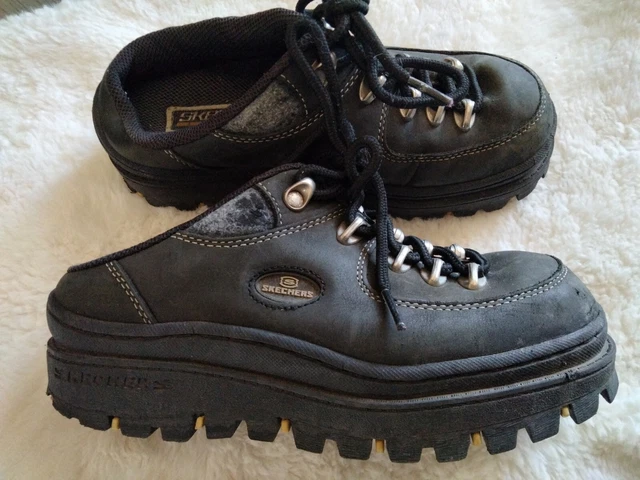 90s y2k Skechers Jammers Chunky Platform Womens Shoes Size 8 Brown Leather
