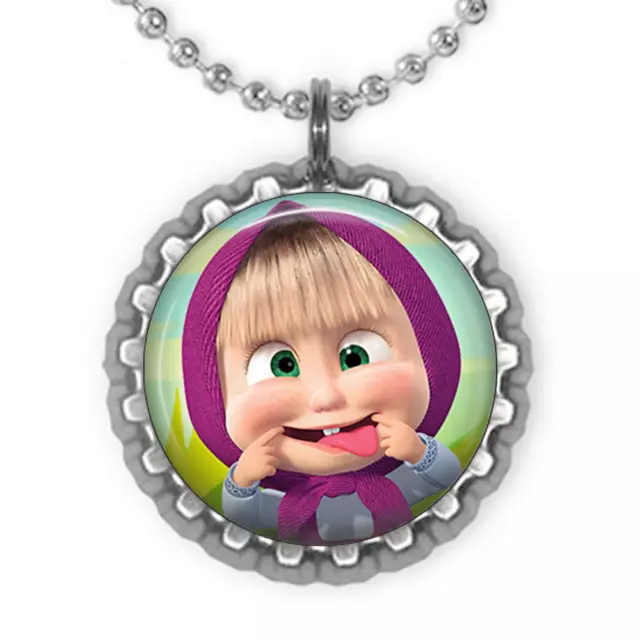 1 MASHA and The BEAR Silver Bottle Cap Necklace set 1!