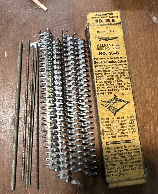 VTG Alligator STEEL BELT LACING No. 15 ~ for belts 1-8” to 5-32”~ Original Box!