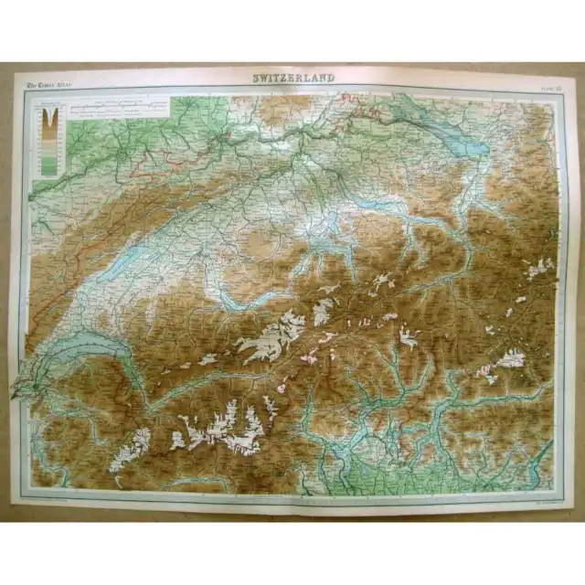 SWITZERLAND - Vintage Map 1922 by Bartholomew