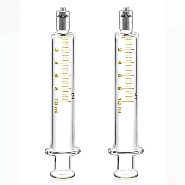 2Pcs Transparent 10ml Glass Syringe  Syringes Tools  Industrial & Scientific