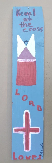 R A MILLER Original "KEEAL (kneel) AT THE CROSS" Georgia Folk Outsider Art