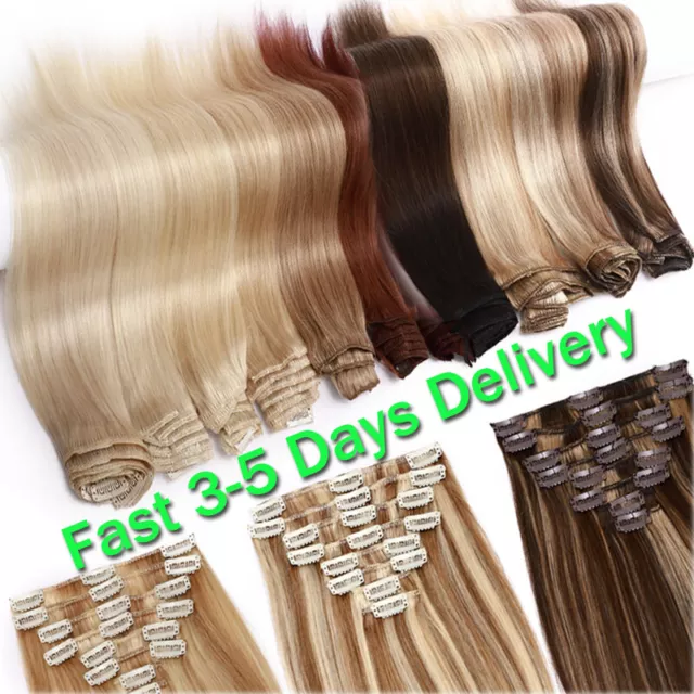 CLEARANCE 100% Real Hair Clip In Remy Human Hair Extensions Full Head 8-26In AU