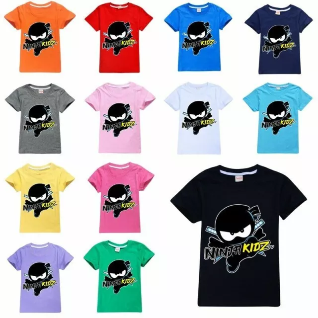 NINJA KIDZ Kids Casual Cotton T-shir Boys Girls Summer Short Sleeves Tshirt Tops