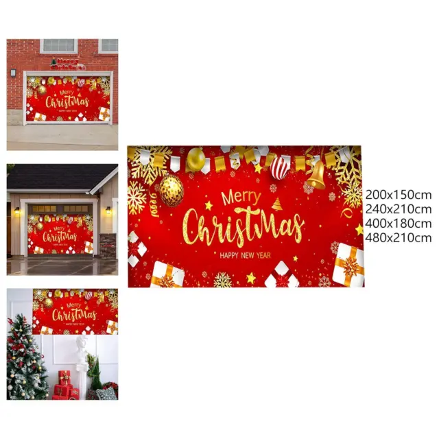 Christmas Garage Door Banner Cover Wall Hanging Blanket Happy New Year Red Merry