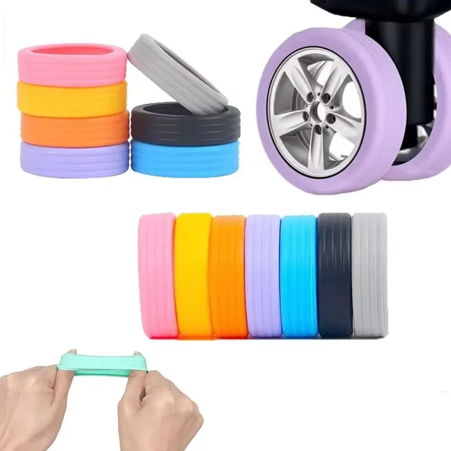 4/8/16PCS/SET SILICONE LUGGAGE Wheels Protector with Silent Sound ...