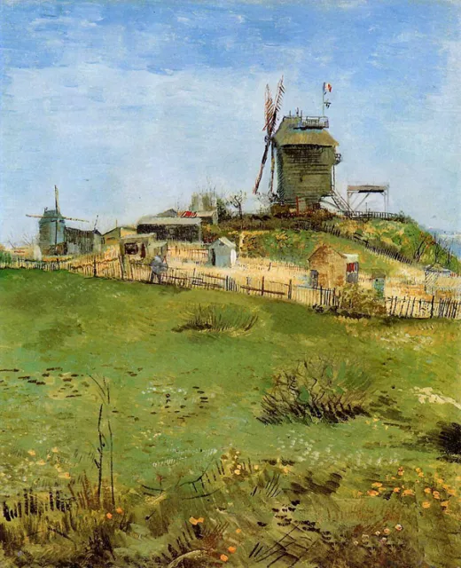 Oil painting Vincent Van Gogh - Landscape and windmills in spring hand painted