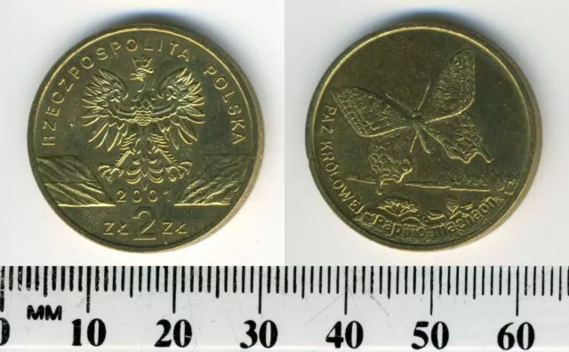Poland 2001 - 2 Zlote Brass Coin - Butterfly