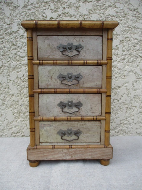 Armoire Miniature Ancienne Pour Poupée - Style Faux Bambou (France)
