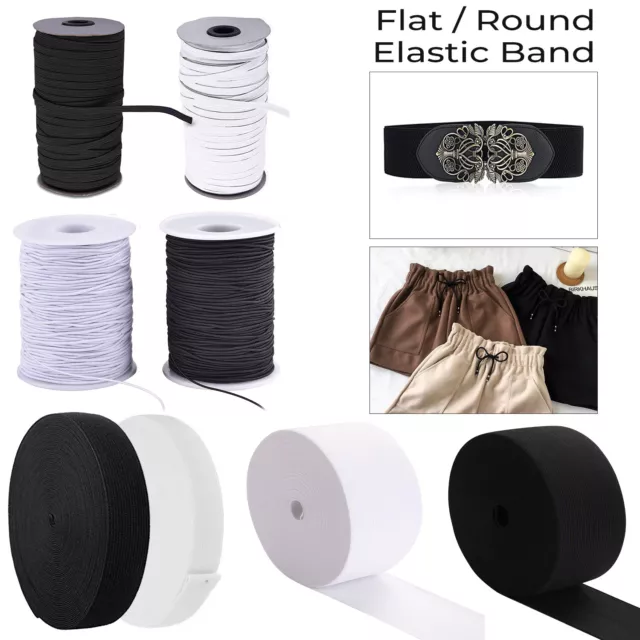 Black & White Round Elastic Flat Elastic Waist Band Cuffs Woven Crafts 1M - 500M