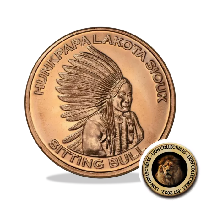 1oz .999 Fine Copper Sitting Bull Collectors Ounce Bullion ROUND USA