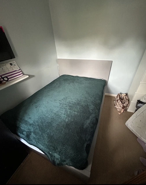 IKEA MALM GREY Double Bed, Hovag Mattress £19.82 PicClick UK