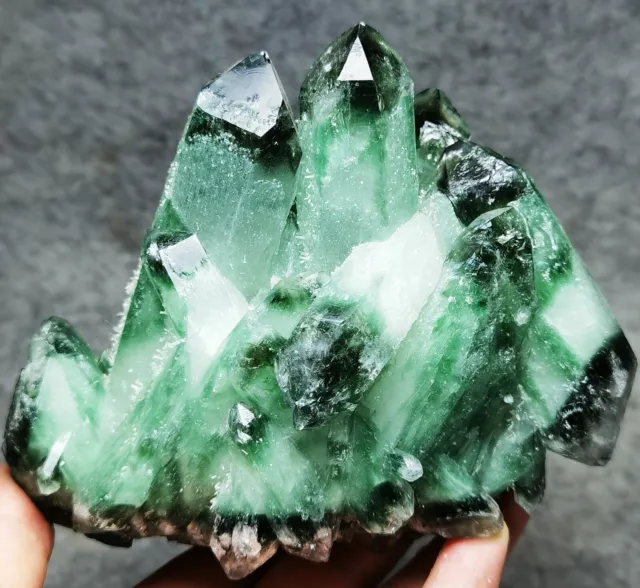 1168g New Find Green Phantom Quartz Crystal Cluster Mineral Specimen Healing 2