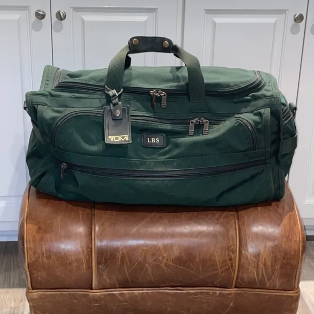 TUMI Large Nylon Green Duffle Weekender Luggage Bag (24" x 14" x 12")