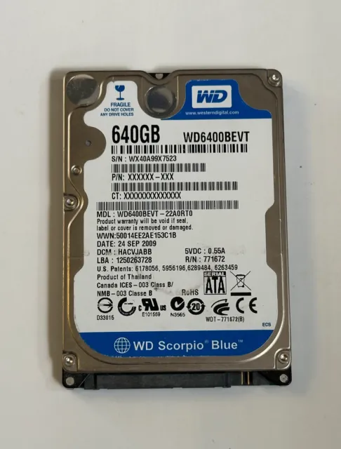 Western Digital WD Scorpio Blue 640 GB 2.5" SATA Hard Drive WD6400BEVT