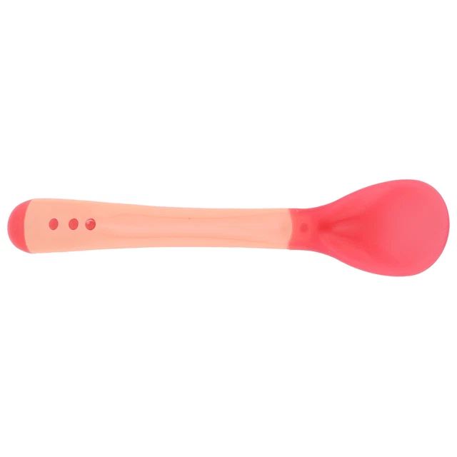 (Cuchara rosa) Juego de diferentes utensilios de regalo para niños pequeños temperatura flexible no tóxica