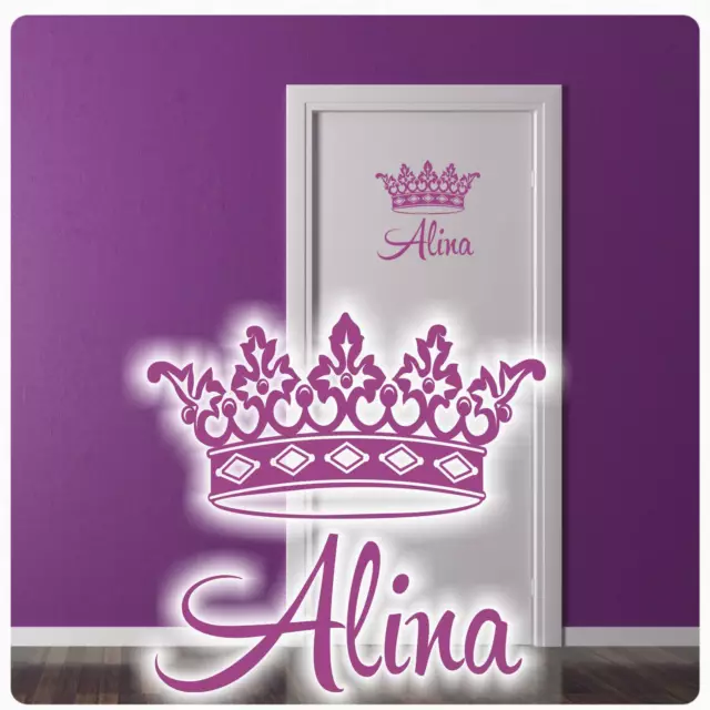 Mädchen Name Krone Tür Aufkleber Wandtattoo Türaufkleber Prinzessin Sticker T091