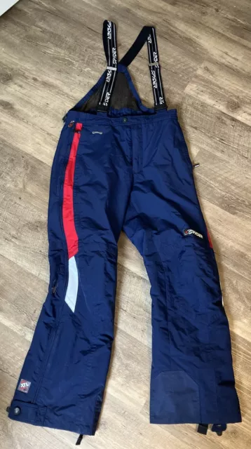SPYDER SKI PANTS Blue Red XT Snow Bibs Overalls Suspender Side Zip Mens ...