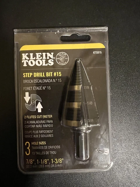 Klein Tools KTSB15 Step Drill Bit #15   7/8", 1-1/8", 1-3/8" NEW