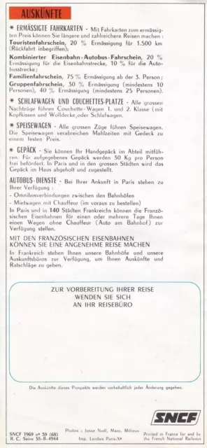 SNCF Französische Eisenbahnen Faltblatt von 1969 "Entfernungsübersicht" 6 Seiten 2