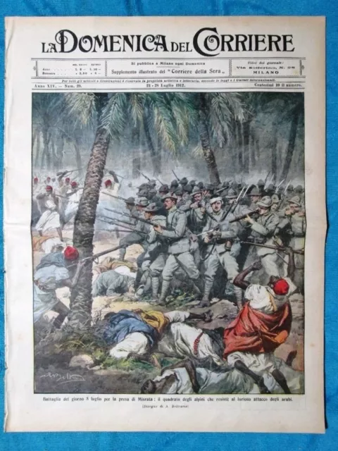 La Domenica del Corriere 21 luglio 1912 Misrata - Stoccolma - Ostia