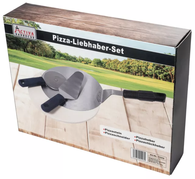 ACTIVA Pizza Liebhaber Set Pizzastein ca.33cm 1,5cm dick, Pizza Stein Pizzaheber