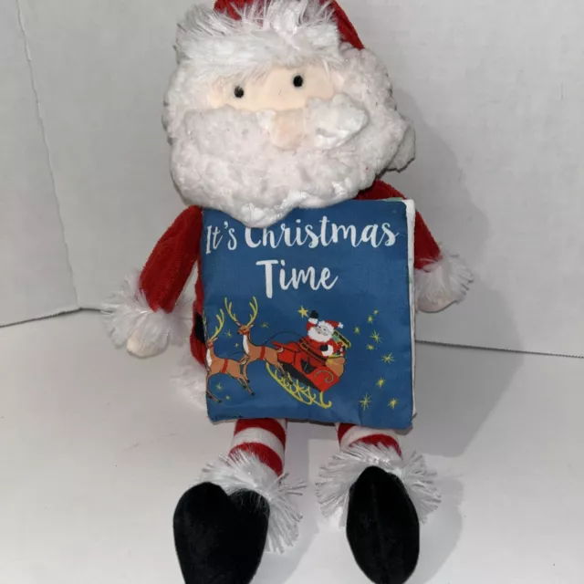 Mud Pie Kids Minky  Santa Claus Plush Toy & Cloth Book Its Christmas Time 14”