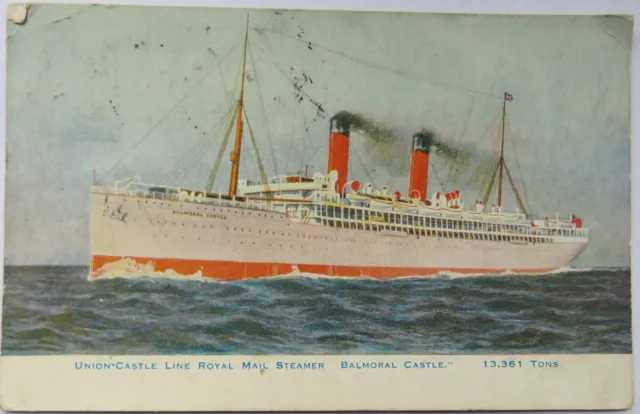 Old Postcard of Union-Castle Line Royal Mail Steamer Balmoral Castle 1926