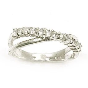 Alliance En Argent Massif 925 Rhodié Avec Rail De Cz Ronds – Bague éternité Taille 56, Neuve Avec étiquettes