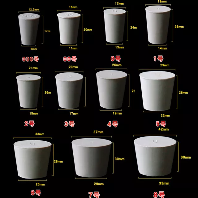 Rubber Bung Stopper Tapered Plugs Laboratory Solid Stoppers Various Sizes Cover