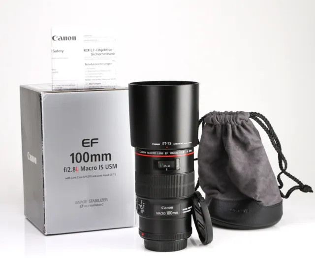 Canon EF 100mm F2.8 L Macro IS USM AF Prime Lens Boxed EOS DSLR  F&R Caps & Hood