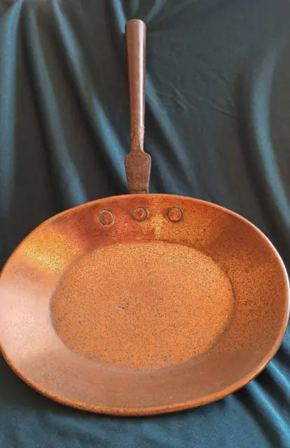 Unusual copper and wrought iron pan