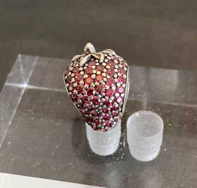 PAVE STRAWBERRY Authentic PANDORA ALE Sterling Silver/RED Zirconia Charm/Bead