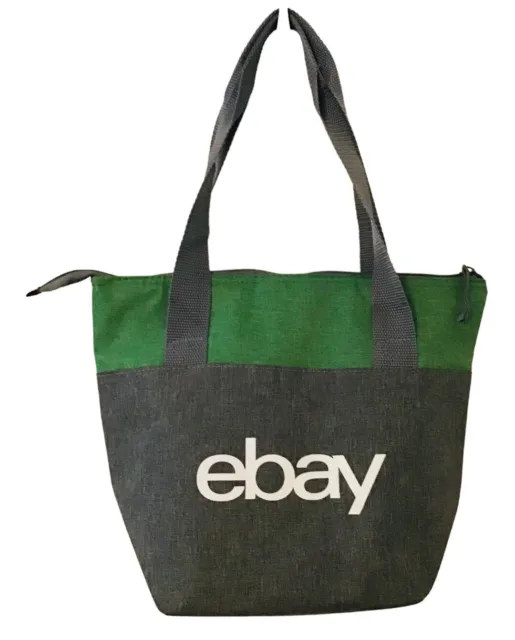 eBay Insulated Lunch Zip Tote Bag Lunch Green Gray Logo Swag eBayana Brand New