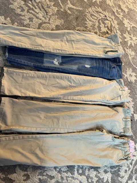 Girls Navy Blue & Khaki  School Uniform Pants/Slacks Size 8 Lot Of 5