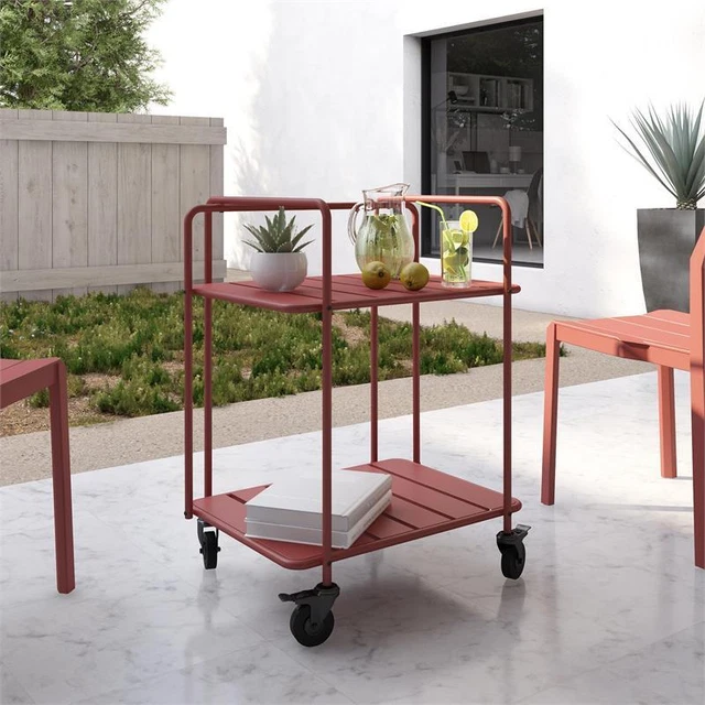 Novogratz Poolside Gossip Collection Penelope Outdoor/Indoor Cart in Persimmon