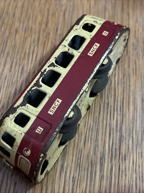 JOUET ANCIEN TÔLE JOUSTRA rare locomotive remorque MONORAIL autorail