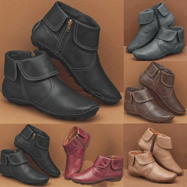 Femme Bottines Cuir Plate Arche Support-Décontracté Chaussures Pointure