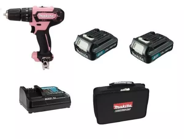 Makita HP333DSAPC2 Akku-Schlagbohrschrauber pink 12V inkl. 2x Akku BL1015 + Lade