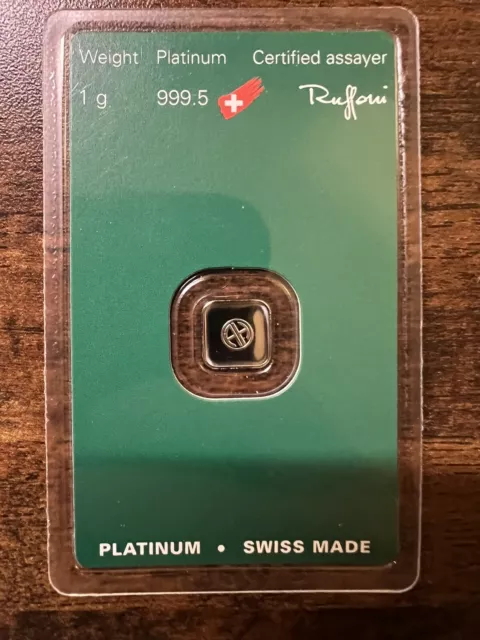 1 Gram Platinum Bar Argor Heraeus 999.5 Fine