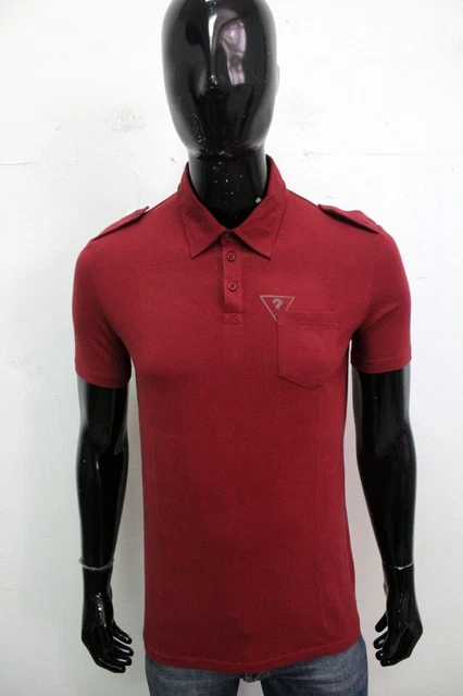 Guess Polo Taille L Homme T-Shirt Coton Jersey Logo Homme Rouge