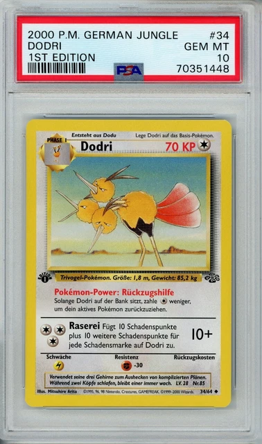 2000 Pokemon German Jungle Dodri 1st Edition #34/64 GEM MINT PSA 10